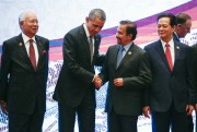 U.S. President Barack Obama with Brunei's Sultan Hassanal Bolkiah, during the 10th East Asia Summit at the 27th ASEAN Summit, Kuala Lumpur, Malaysia, Nov. 22, 2015 (AP photo by Vincent Thian).
