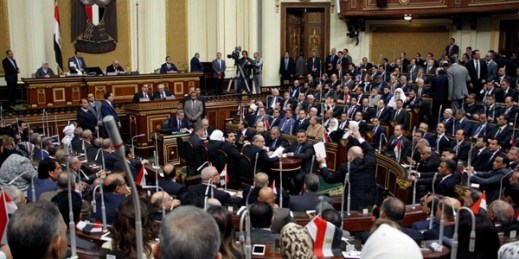 Egypt's parliament, packed with supporters of President Abdel-Fattah el-Sisi, meeting for the first time in three years, Cairo, Jan. 10, 2016 (Lobna Tarek, El-Shorouk Newspaper via AP).