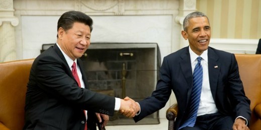 U.S. President Barack Obama and Chinese President Xi Jinping in the Oval Office of the White House, Washington, Sept. 25, 2015 (AP photo by Andrew Harnik).
