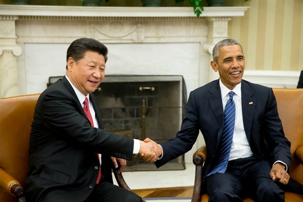 U.S. President Barack Obama and Chinese President Xi Jinping in the Oval Office of the White House, Washington, Sept. 25, 2015 (AP photo by Andrew Harnik).