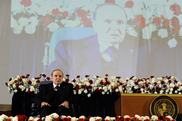 Algerian President Abdelaziz Bouteflika after taking oath as president, Algiers, Algeria, April 28, 2014 (AP photo by Sidali Djarboub).