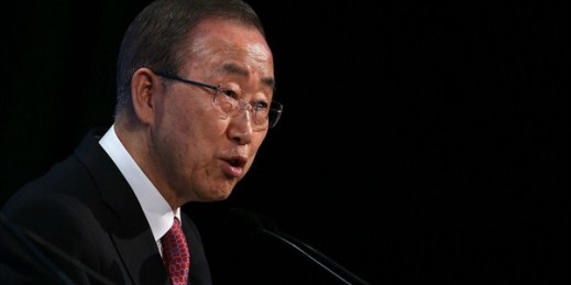 U.N. Secretary General Ban Ki-moon addresses delegates during the donor conference 'Supporting Syria & The Region,' London, U.K., Feb. 4, 2016 (AP photo by Dan Kitwood).