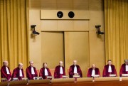 Judges preside over a case at the European Court of Justice, Luxembourg, Oct. 6, 2015 (AP Photo by Geert Vanden Wijngaert).