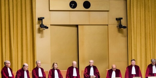 Judges preside over a case at the European Court of Justice, Luxembourg, Oct. 6, 2015 (AP Photo by Geert Vanden Wijngaert).