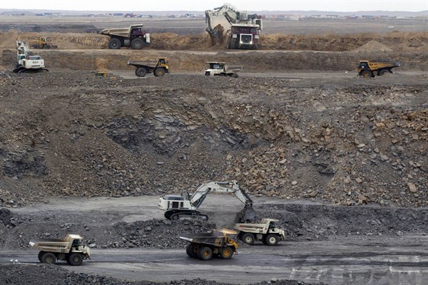 Excavation at the Erdenes Tavan Tolgoi coal mining facility, southern Mongolia, July 6, 2012 (AP photo by Andy Wong).