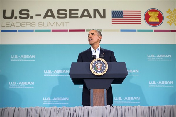 U.S. President Barack Obama at the U.S.-Association of Southeast Asian Nations (ASEAN) leaders summit, Rancho Mirage, Calif., Feb. 16, 2016 (AP photo by Pablo Martinez Monsivais).