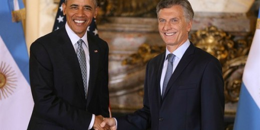 U.S. President Barack Obama and Argentine President Mauricio Macri at the government house, Buenos Aires, Argentina, March 23, 2016 (AP photo by David Fernandez).