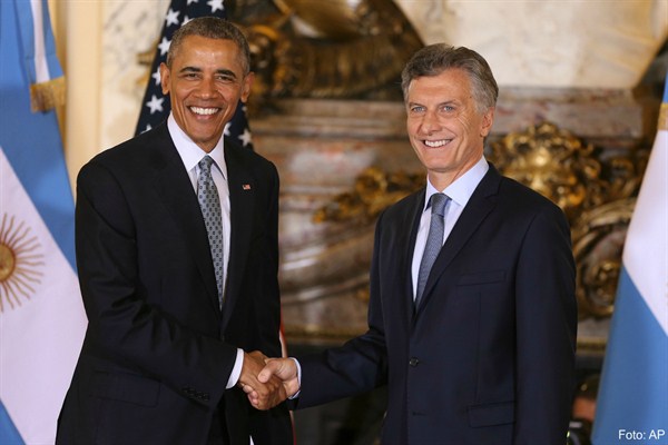 U.S. President Barack Obama and Argentine President Mauricio Macri at the government house, Buenos Aires, Argentina, March 23, 2016 (AP photo by David Fernandez).