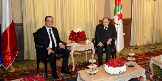 Algerian President Abdelaziz Bouteflika meeting with French President Francois Hollande, Algiers, Algeria, June 15, 2015 (Algerian Press Service via AP).