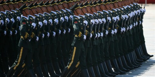 Chinese soldiers during a parade commemorating the 70th anniversary of Japan's surrender during World War II, Beijing, Sept. 3, 2015 (AP photo by Ng Han Guan).