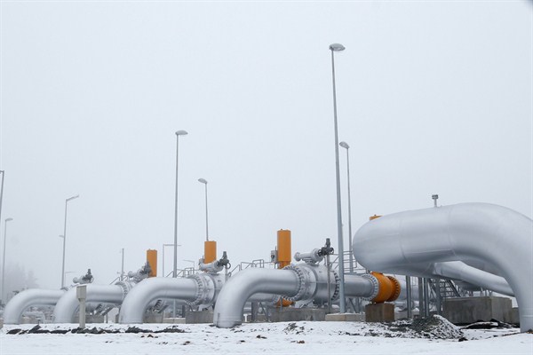 Parts of a natural gas pipeline station in the village of Primda, western Czech Republic, Jan. 14, 2013 (AP photo by Petr David Josek).