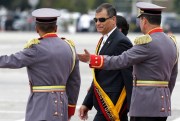 Ecuador's president, Rafael Correa, at a ceremony marking the changing of the armed forces chiefs, Quito, Feb. 26, 2016 (AP photo by Dolores Ochoa).