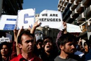 Afghan migrants during an anti-EU rally, Athens, Greece, March 19, 2016 (AP photo by Yorgos Karahalis).