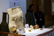 Recovered antiquities displayed at the Iraqi National Museum, Baghdad, Iraq, July 8, 2015 (AP photo by Hadi Mizban).