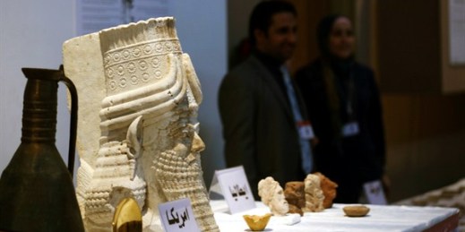 Recovered antiquities displayed at the Iraqi National Museum, Baghdad, Iraq, July 8, 2015 (AP photo by Hadi Mizban).