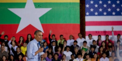 U.S. President Barack Obama during an event with Young South Asian Youth Leaders at Yangon University, Myanmar, Nov. 14, 2014 (AP photo by Gemunu Amarasinghe).