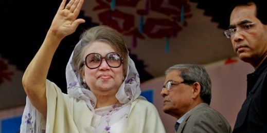 Bangladesh’s former prime minister and opposition leader, Khaleda Zia, at a protest rally, Dhaka, Bangladesh, Jan. 5, 2016 (AP photo by A.M. Ahad).