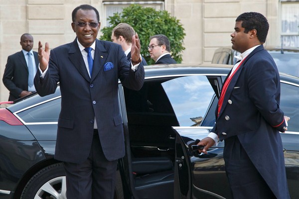 Chad’s president, Idriss Deby, after his meeting with French President Francois Holland at the Elysee Palace, Paris, May 14, 2015 (AP photo by Michel Euler).