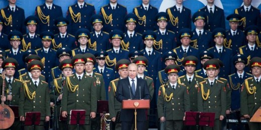 Russian President Vladimir Putin at the opening of the Army-2015 international military show, Moscow, June 16, 2015 (AP photo by Ivan Sekretarev).