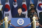 South Korean President Park Geun-hye delivers a speech at Gyeryongdae, South Korea's main military compound, Gyeryong, March 4, 2016 (Pool photo by Chung Sung-Jun via AP).