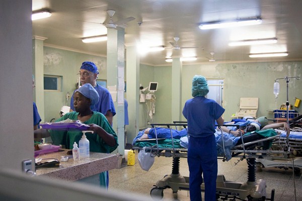 Members of the neurosurgery team at Mulago National Referral Hospital, Kampala, Uganda (AP photo by Rebecca Vassie).