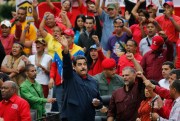 Venezuelan President Nicolas Maduro during a rally at Miraflores presidential palace, Caracas, April 14, 2016 (AP photo by Ariana Cubillos).