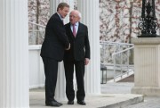 Newly elected Irish Prime Minister Enda Kenny, left, with President Michael D. Higgins at the presidential residence, Dublin, May 6, 2016 (Press Association photo by Brian Lawless via AP).