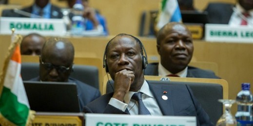 Cote d’Ivoire's president, Alassane Ouattara, at the African Union Summit, Addis Ababa, Ethiopia, Jan. 30, 2016 (AP photo by Mulugeta Ayene).