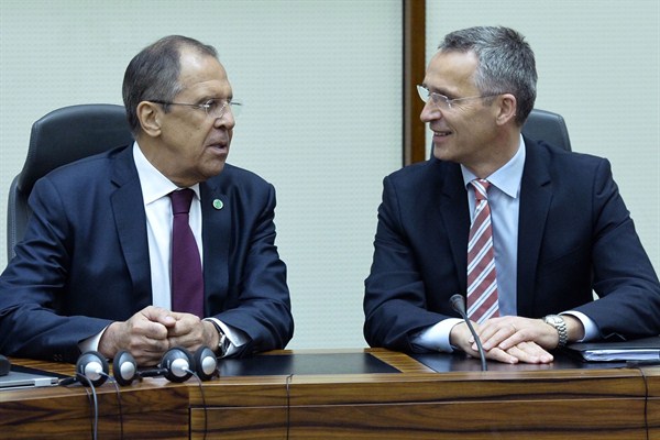 NATO Secretary General Jens Stoltenberg and Russian Foreign Minister Sergey Lavrov meet at NATO headquarters, Brussels, Belgium, May 19, 2016 (NATO photo).