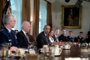 U.S. President Barack Obama during a meeting with the Joint Chiefs of Staff, Washington, April 5, 2016 (AP photo by Carolyn Kaster).