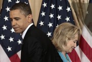 President Barack Obama and then-Secretary of State Hillary Clinton before a policy address at the State Department, Washington, May 19, 2011 (AP photo by Pablo Martinez Monsivais).
