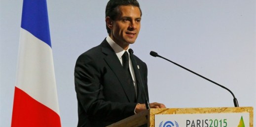Mexican President Enrique Pena Nieto at the COP21 United Nations Climate Change Conference, Paris, France, Nov. 30, 2015 (AP photo by Michel Euler).