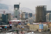 Skyscrapers under construction in central Ulaanbaatar, Mongolia, Jan. 25, 2015 (Kyodo via AP Images).