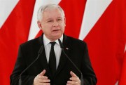 Jaroslaw Kaczynski, the head of the ruling Law and Justice party, delivers a speech, May 2, 2016, Warsaw, Poland (AP photo by Czarek Sokolowski).