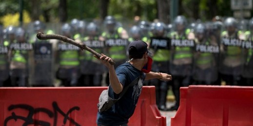 Clashes between students and Bolivarian National Police near the Central University, Caracas, Venezuela, June 9, 2016 (AP photo by Fernando Llano).
