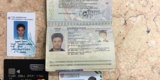 Personal belongings of slain Italian graduate student Giulio Regeni, March 24, 2016 (Photo released by Egyptian Interior Ministry).