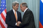U.S. Secretary of State John Kerry and Russian Foreign Minister Sergey Lavrov after a news conference, Moscow, Russia, July 15, 2016, (AP photo by Alexander Zemlianichenko).