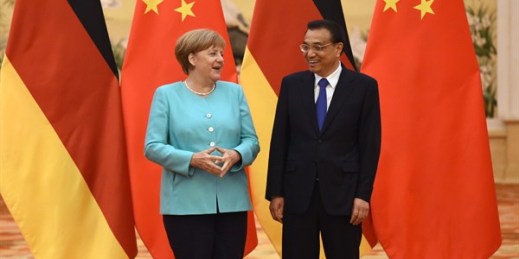 German Chancellor Angela Merkel with Chinese Premier Li Keqiang during a signing ceremony at the Great Hall of the People, Beijing, June 13, 2016 (AP photo by Wang Zhao).