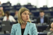 EU foreign policy chief Federica Mogherini at the European Parliament following debate on the EU's Global Strategy, Strasbourg, France, July 6, 2016 (European Union photo).