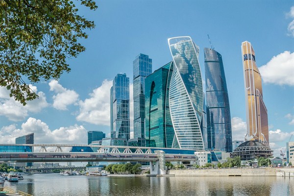 Moscow's new financial district, known as Moscow City, June 23, 2016 (Photo by Flickr user Syuqor Aizzat, licensed under the Creative Commons Attribution 2.0 Generic license).