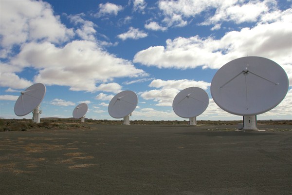 An Square Kilometre Array Satellite site north of Carnarvon, South Africa, June 4, 2014 (Photo by Wikimedia user Mike Peel, licensed under the Creative Commons Attirbution-Share Alike 2.5 Generic license).