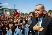 Turkey's president Recep Tayyip Erdogan as he arrives at parliament, Ankara, Turkey, July 22, 2016 (Press Presidency Press Service via AP, pool).