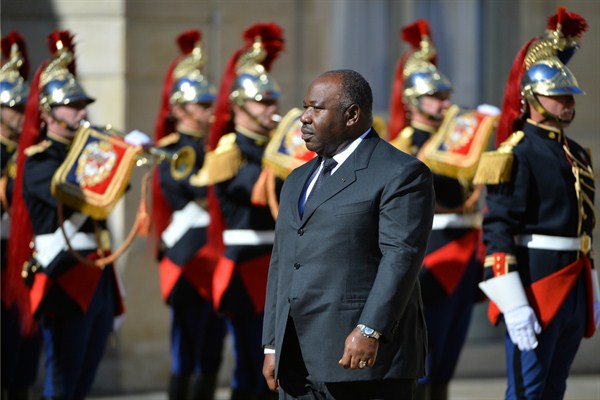 Gabon's president, Ali Bongo, at the Elysee Palace, Paris, France, Sept. 14, 2015 (SIPA photo by Christian Liewig via AP).