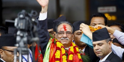 Nepal's newly-appointed prime minister, Pushpa Kamal Dahal, Kathmandu, Nepal, Aug. 3, 2016 (AP photo by Bikram Rai).