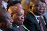 South African President Jacob Zuma as the municipal election results were announced, Pretoria, Aug. 6, 2016 (AP photo by Herman Verwey).