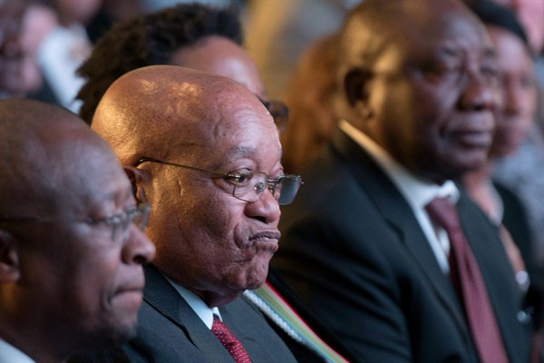 South African President Jacob Zuma as the municipal election results were announced, Pretoria, Aug. 6, 2016 (AP photo by Herman Verwey).