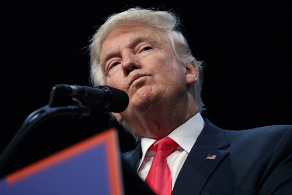 Republican presidential candidate Donald Trump at a campaign town hall, Daytona Beach, Fla., Aug. 3, 2016 (AP photo by Evan Vucci).