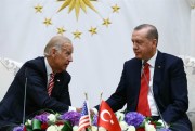 U.S. Vice President Joe Biden and Turkish President Recep Tayyip Erdogan shake hands after a meeting, Ankara, Turkey, Aug. 24, 2016 (AP photo by Kayhan Ozer).