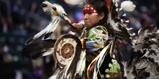 An indigenous girl dances at the Manito Ahbee Festival, Winnipeg, Canada, Nov. 5, 2011 (Travel Manitoba photo).