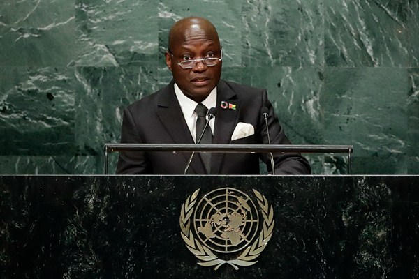 Guinea-Bissau's president, Jose Mario Vaz, during the United Nations General Assembly, New York, Sept. 21, 2016 (AP photo by Frank Franklin II).
